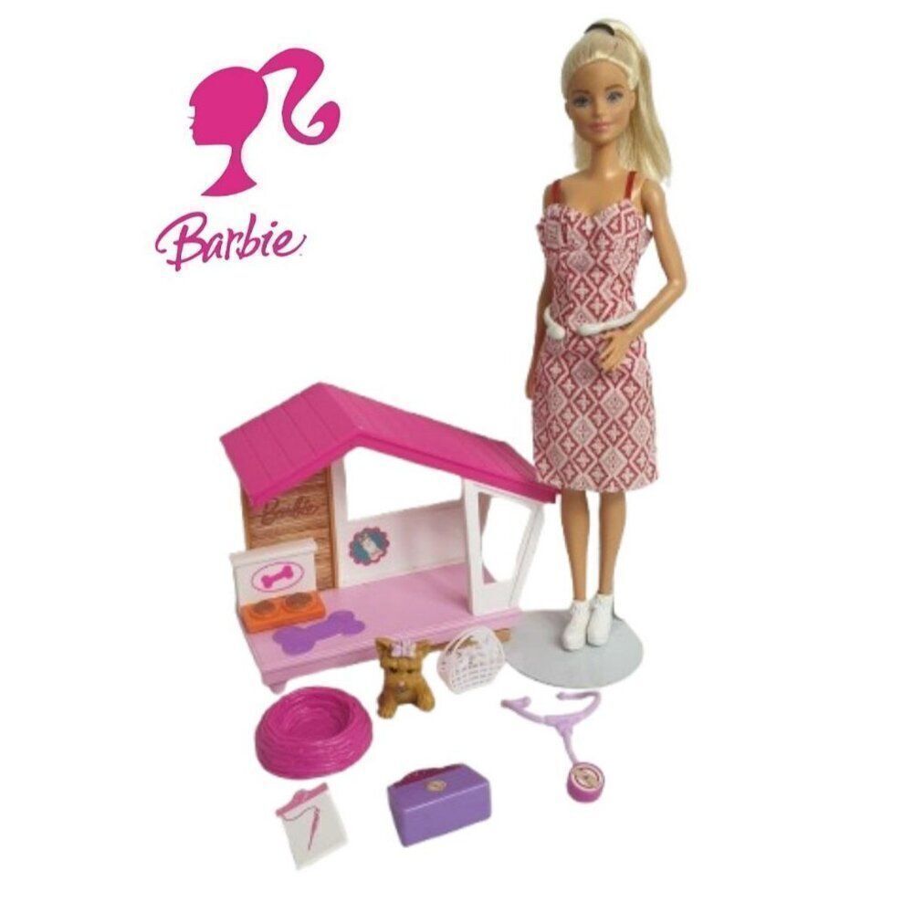 Barbie Doll With Dog Pet & Accessories Playset
